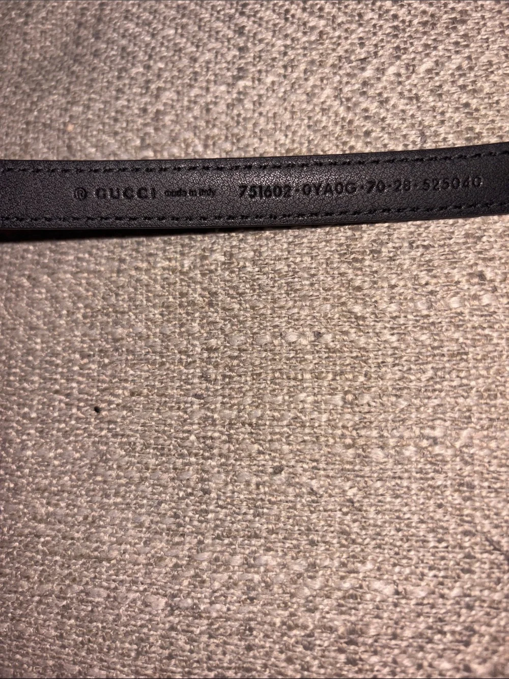 Gucci Black Leather Skinny Belt with Gold Logo Accent